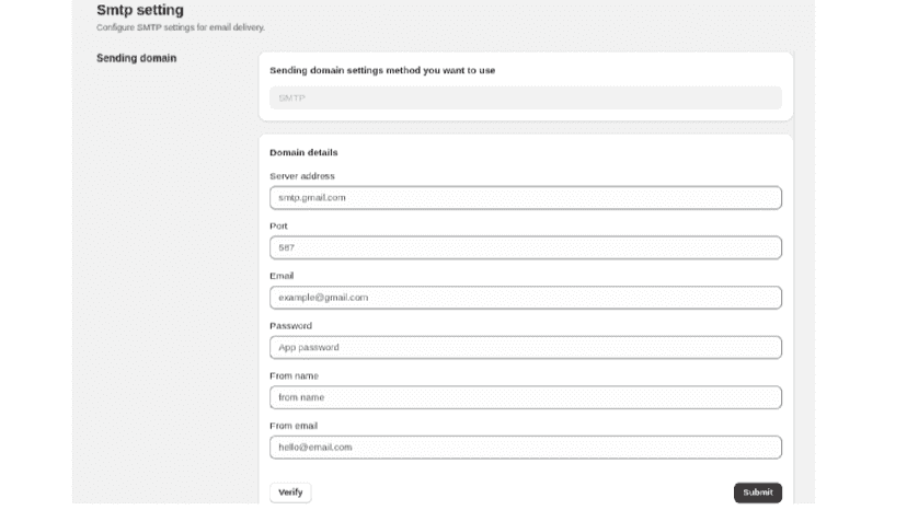 Enter SMTP details here to enable email sending for forms