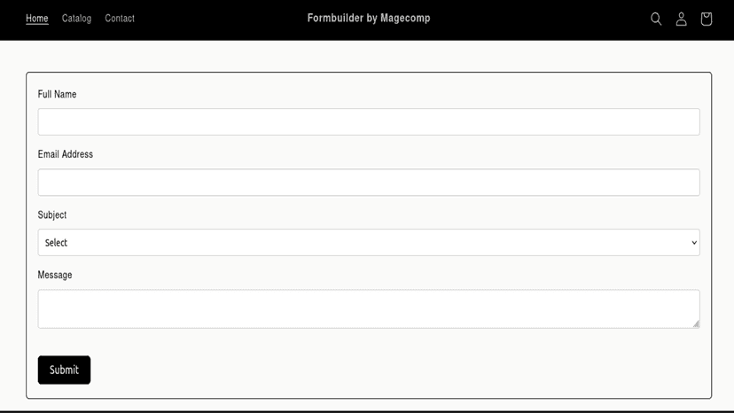 Custom contact form created using Form Builder app