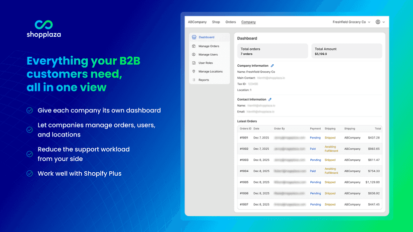 Everything your B2B customers need in one dashboard