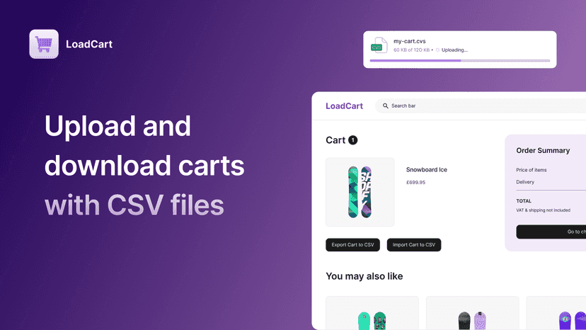 PS LoadCart csv cart upload and download banner