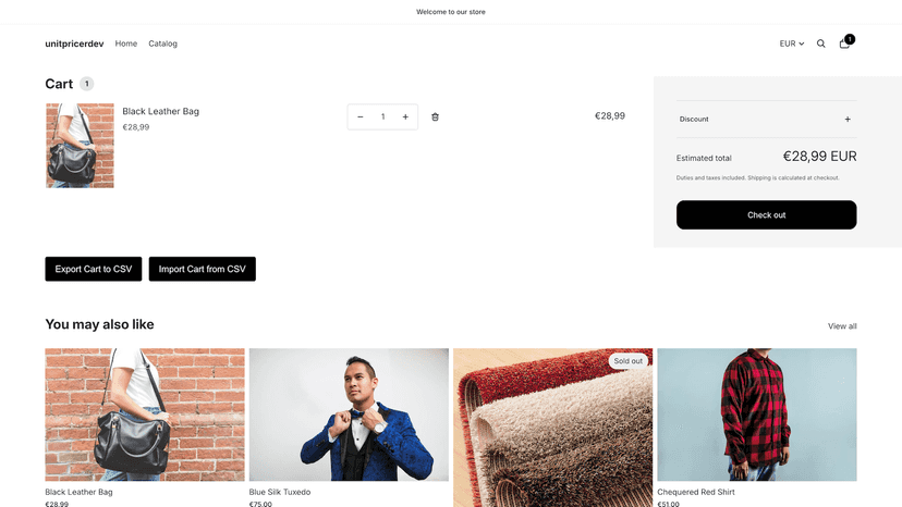 csv cart upload and download frontend demo