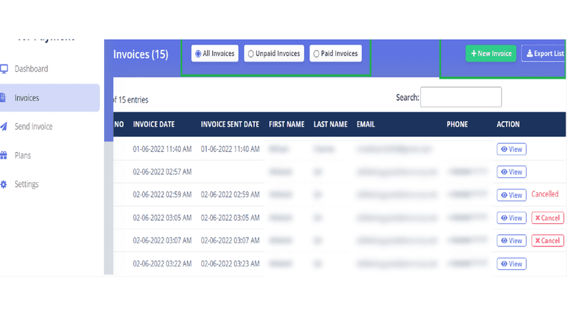 Invoices List