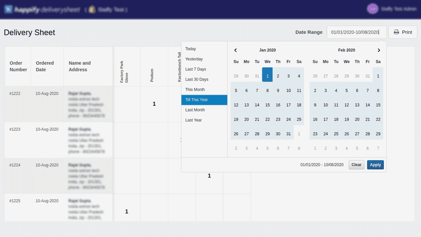 Filter orders using date range.