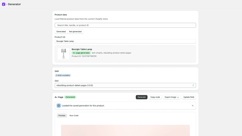 A+ Page Generation Interface