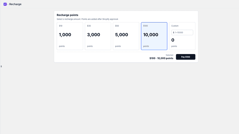 Recharge Page