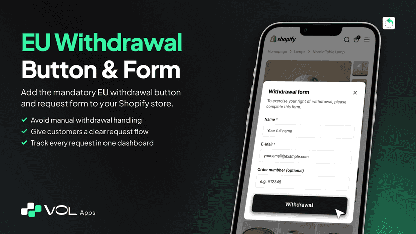 Add an EU withdrawal button and form to your Shopify store
