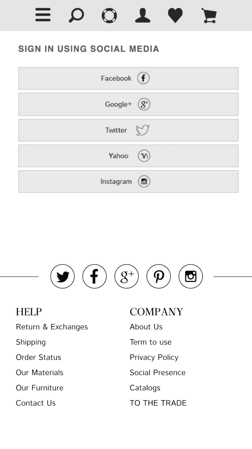 Customer login on mobile