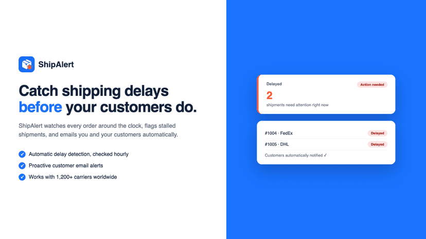 ShipAlert detects shipping delays and alerts customers