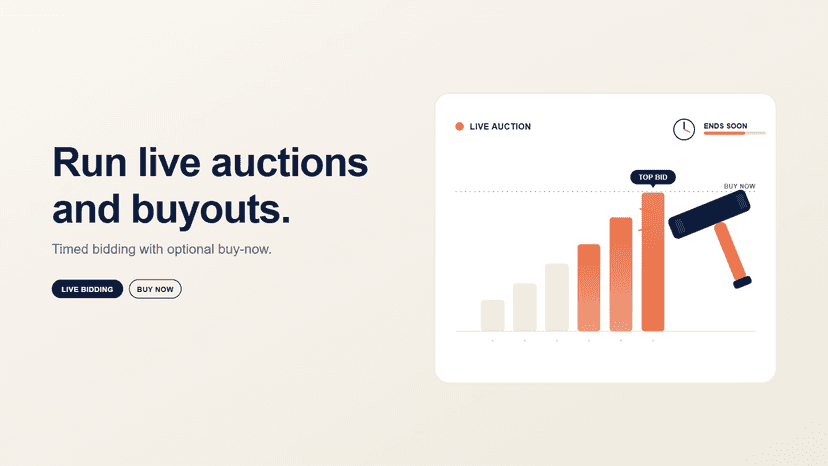 Live Auctions and bidding. Help create urgency, engagement.