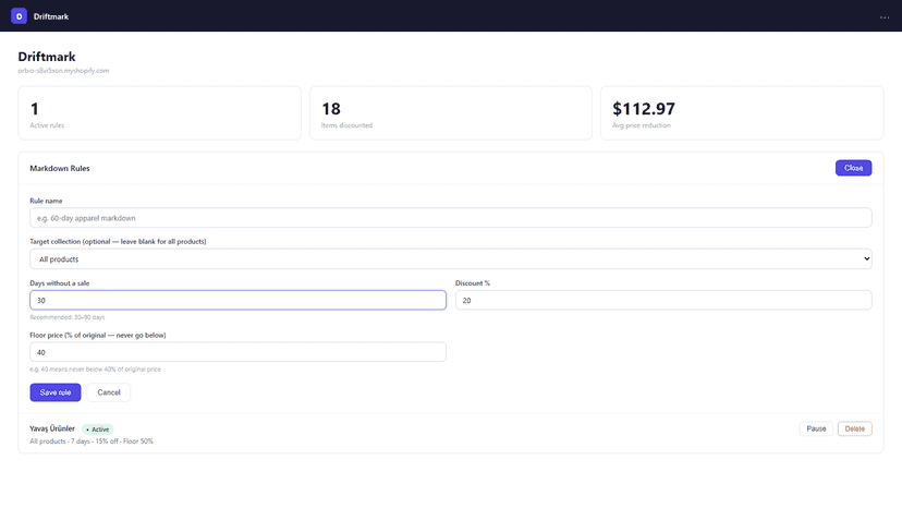 Creating a markdown rule with discount and threshold