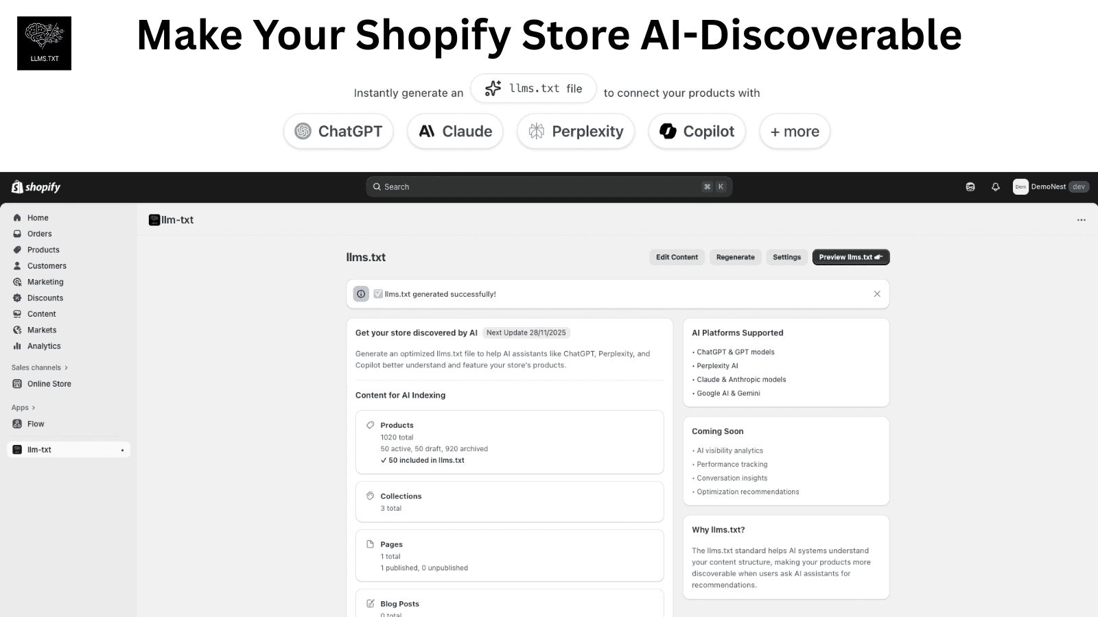 Make your shopify Store AI-Discoverable