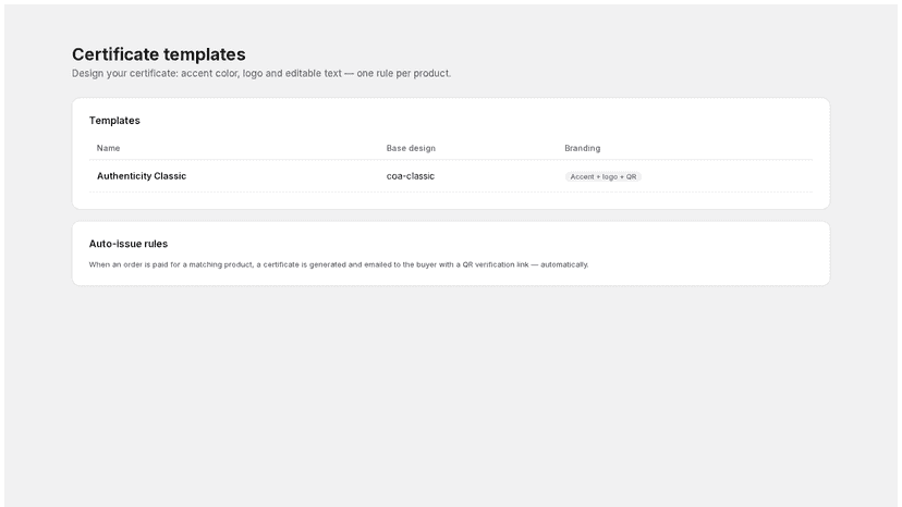 Template editor: accent color, logo and QR verification