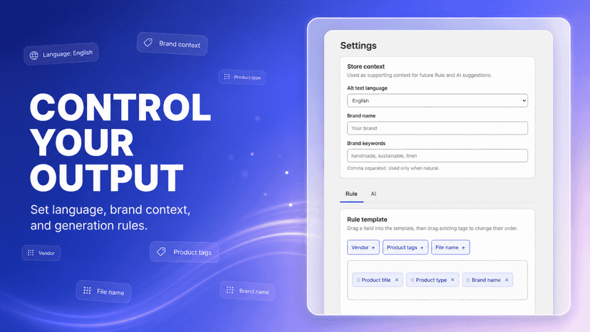 Settings for language, rules, and AI output