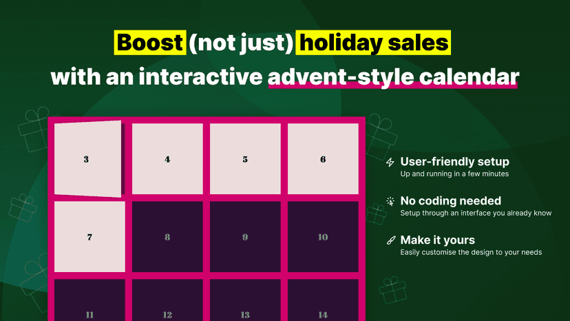 Advent calendar style gift calendar to boost holiday sales