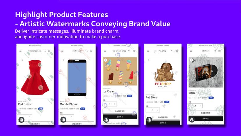 Highlight Product Features - Artistic Watermarks Conveying Bran