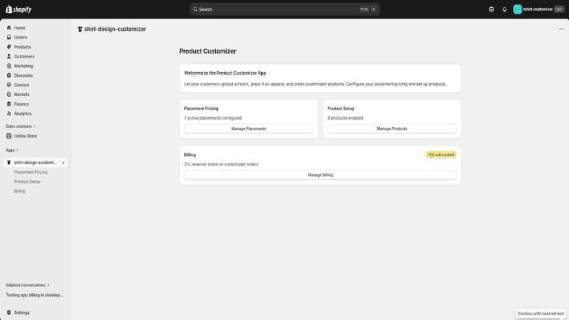 Admin page