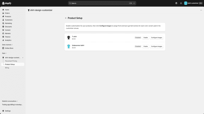 Product Setup