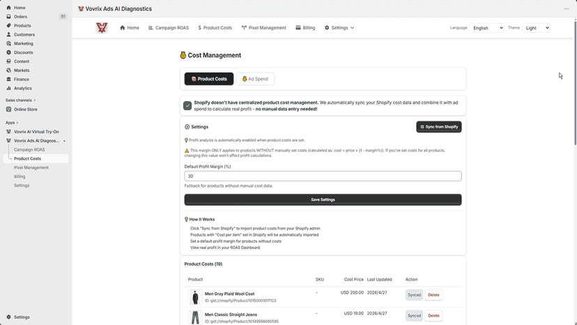 Product Costs: Configure product costs for profit analysis