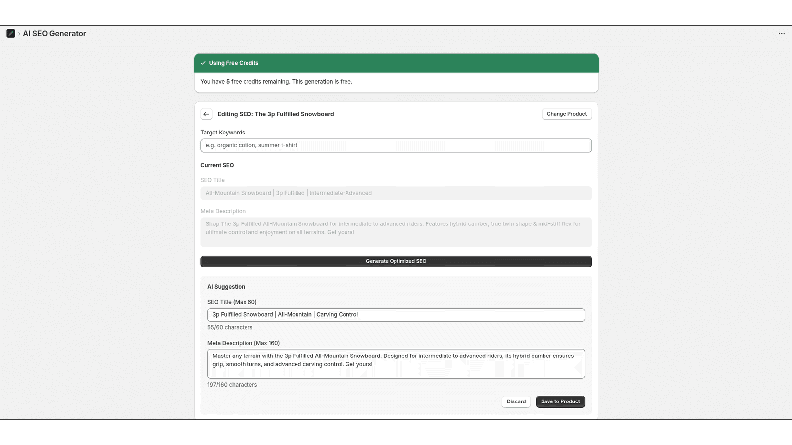 Select products from store inventory for AI text generation