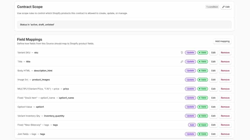 Control product scope, mappings, inventory, and versions