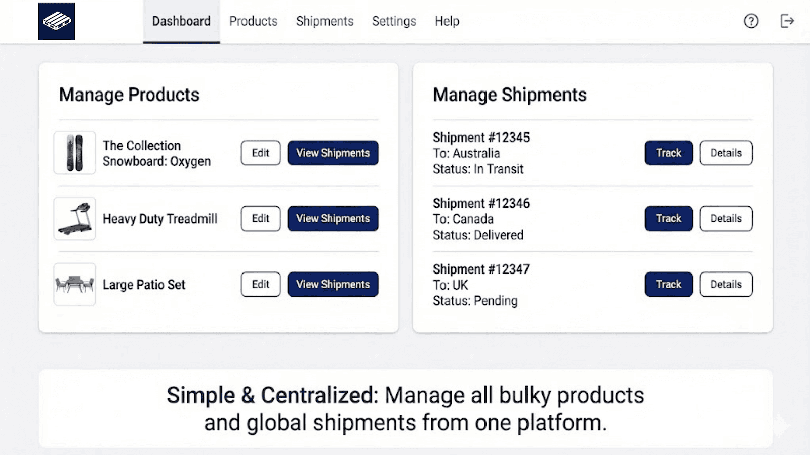 Simple Product and Shipping Management