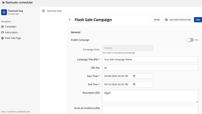 Campaign Design Layout and scheduler screen