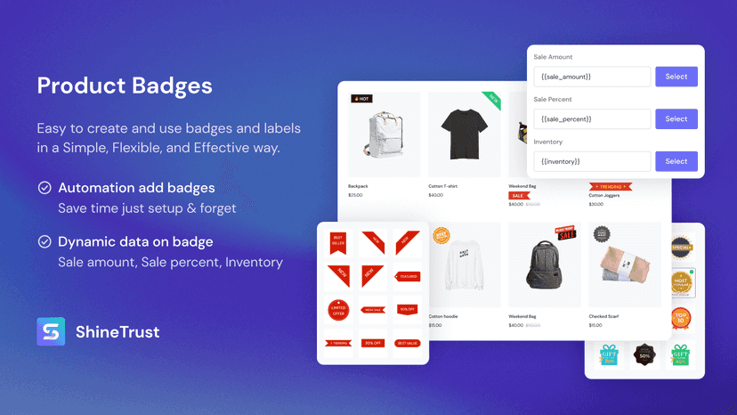 product badges | product labels & badges shine