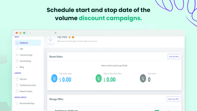 showing discount analytics from app