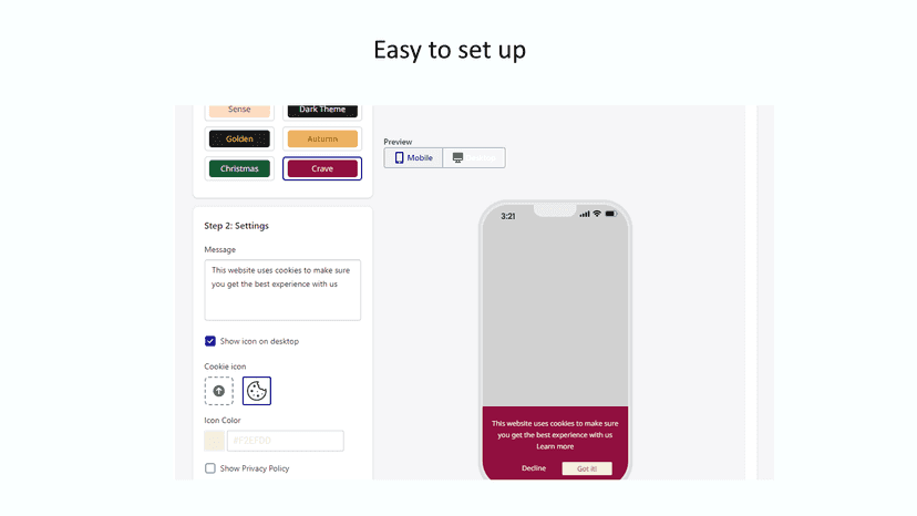 easy to set up mobile preview