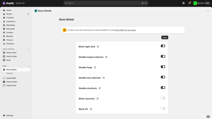 Block specific actions on your website