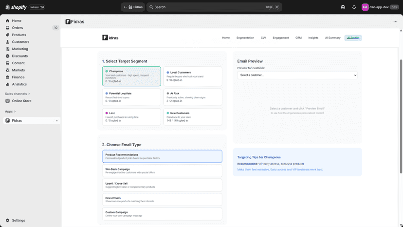 Send AI-generated email campaigns by customer segment