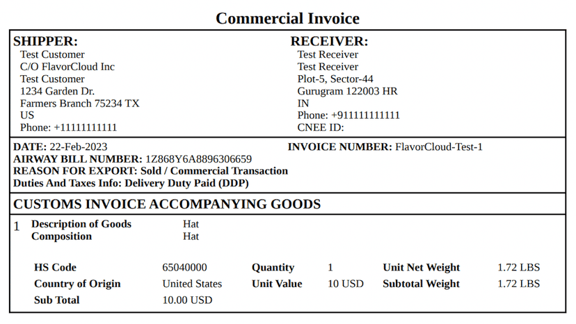 Commercial Invoice