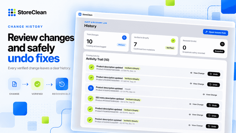 StoreClean change history and undo