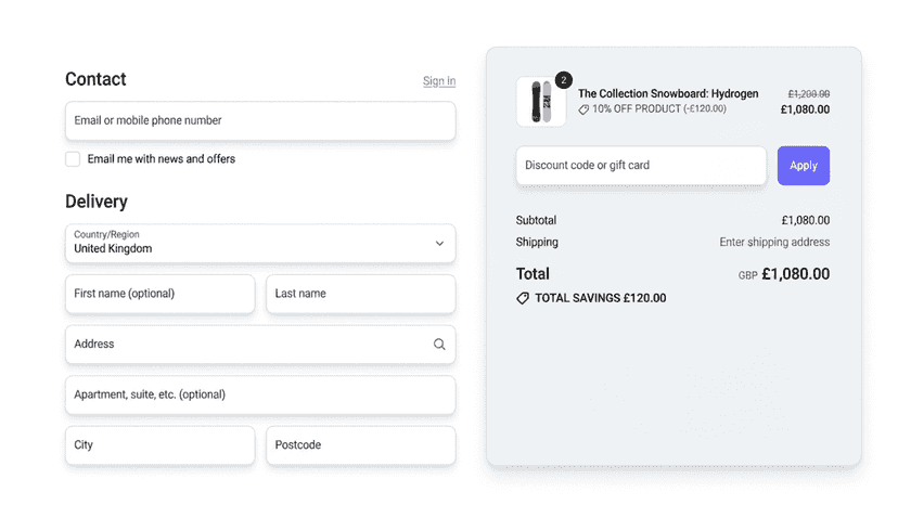 Checkout Screen with discount applied