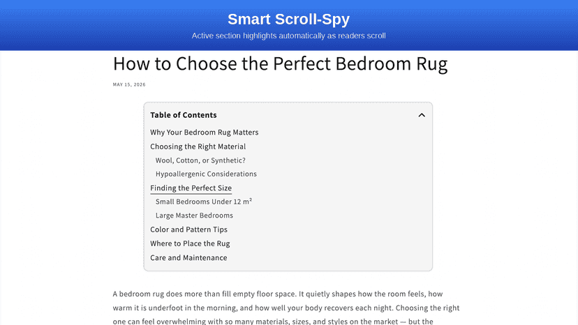 Theme editor with Smart Table of Contents settings panel