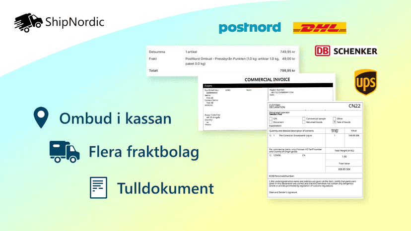 ShipNordic: Frakt, ombud och tull i Shopify