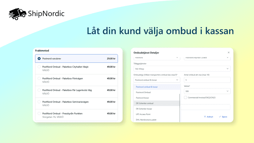 Låt kunden välja ombud och paketbox i kassan