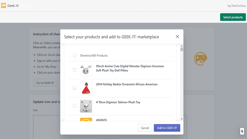 Select products to sell on Geek-it! Marketplace