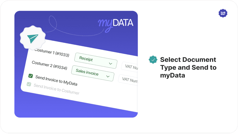 Select document type and send to myData