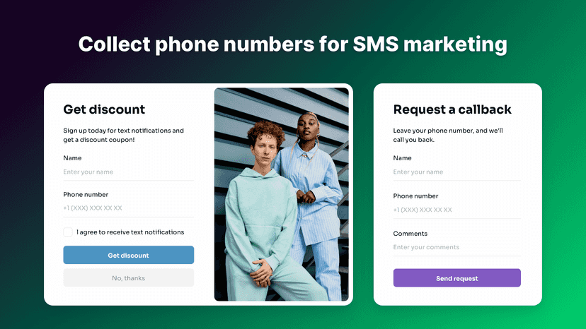 Collect phone numbers with SMS signup popups