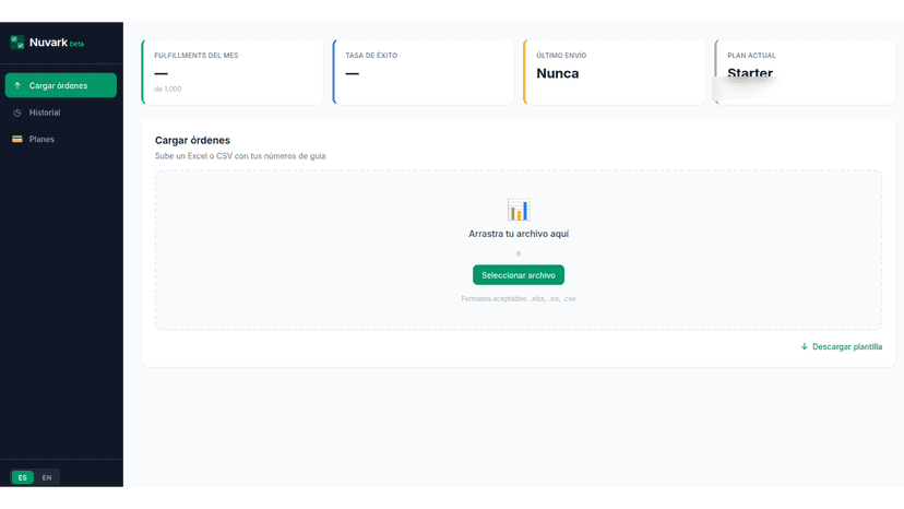 Nuvark dashboard with monthly fulfillment stats