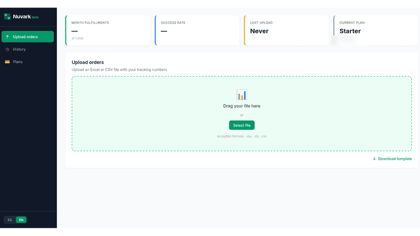 Interface available in English and Spanish