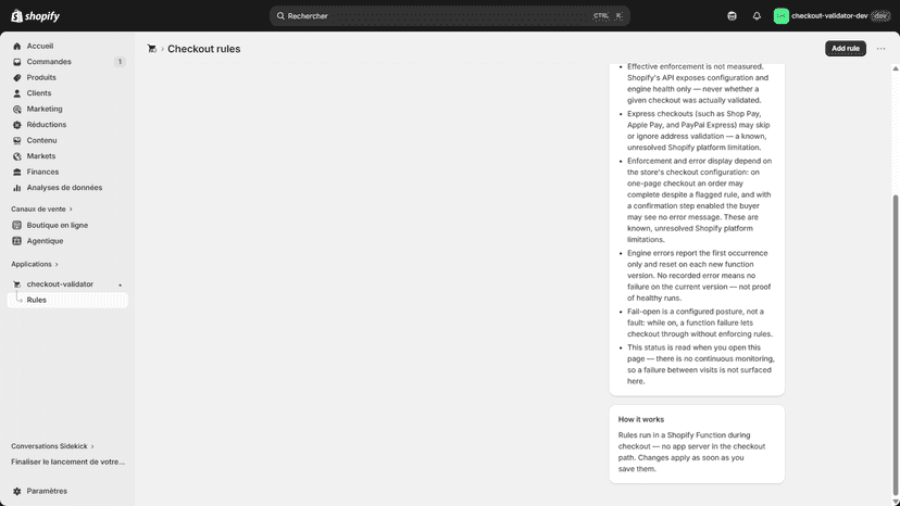 Validation health detail and what the status omits