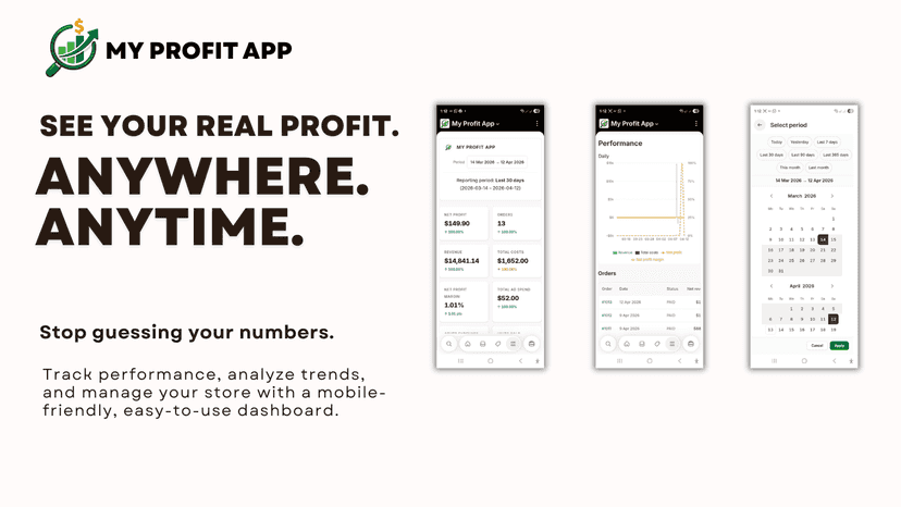 Mobile-friendly Shopify profit dashboard with analytics