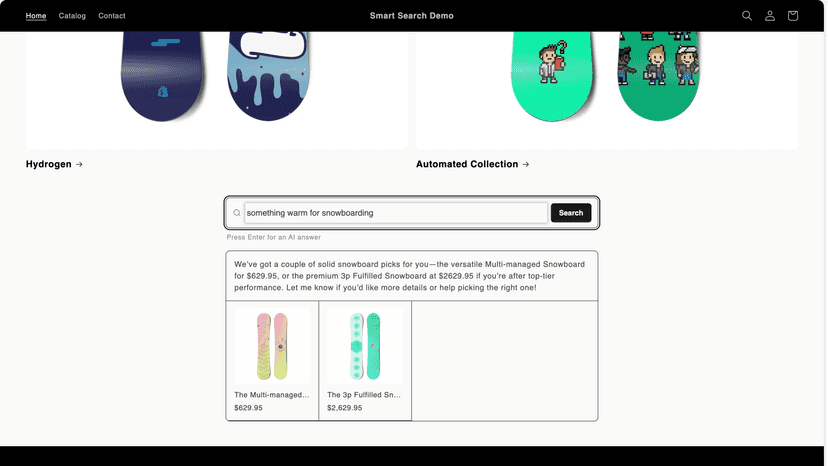 AI answer and matching products for a described need