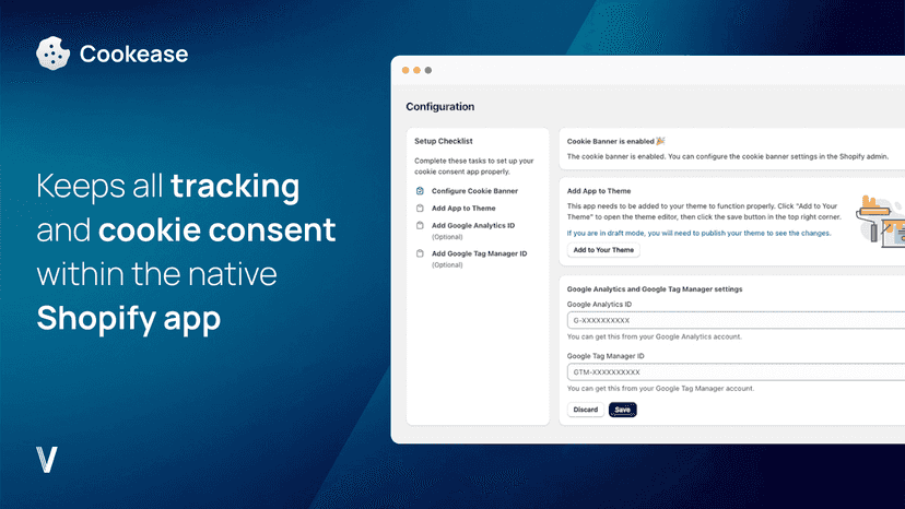Keeps all tracking and cookie consent within the native Shopify
