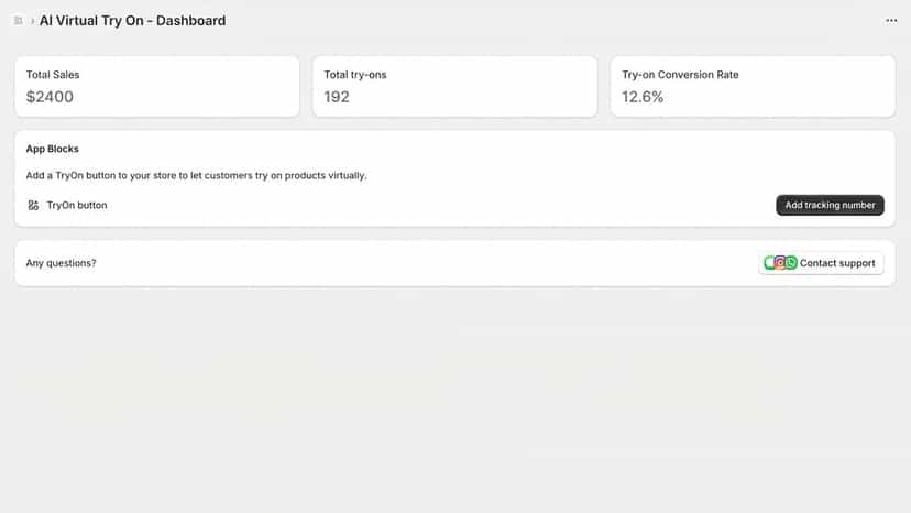 Fits admin dashboard showing sales metrics and onboarding steps