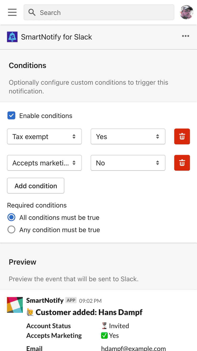Add conditions to limit when exactly your notifications trigger