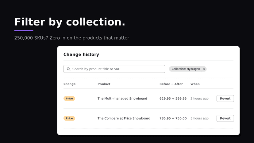 Filtering the change timeline by collection