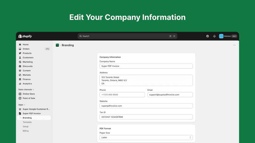 Edit Your Company Information